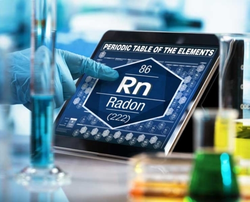 Radon Testing showing periodic table of elements symbol